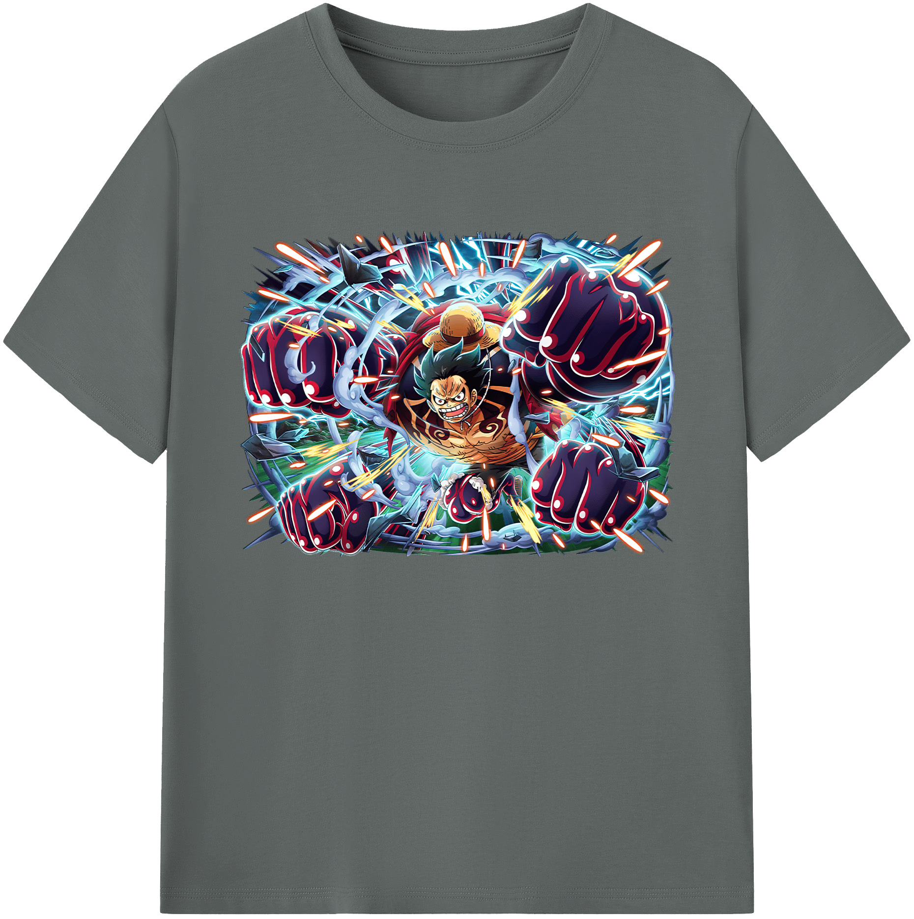 ワンピース モンキー・D・ルフィ ONE PIECE Monkey D. Luffy 綿100％ メンズ半袖Tシャツ｜肌触りやわらか＆通気性